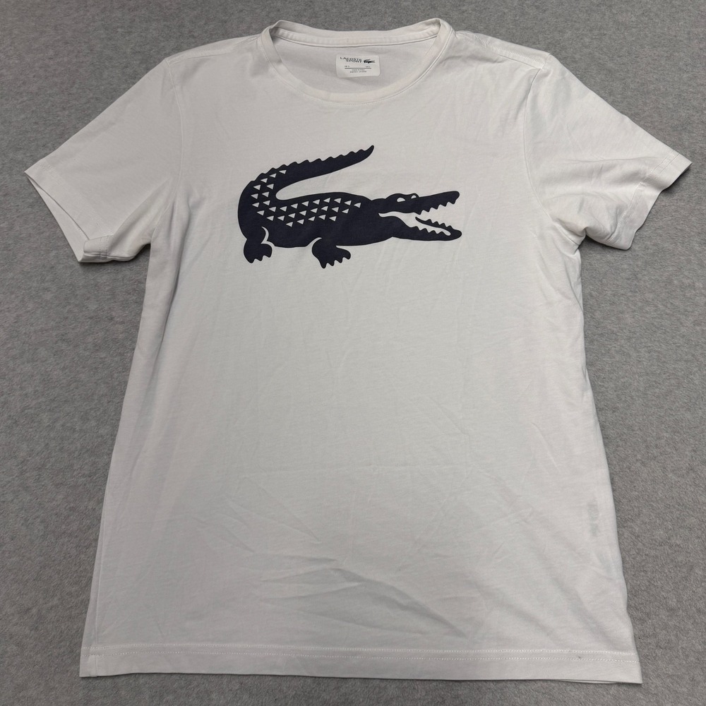 Lacoste Sport Ultra Dry Shirt Mens Large White Graphic Croc Logo Tee Athletic